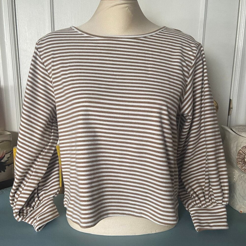 Artlove Paris Striped puffed sleeve top - size medium, twee, tomatogirl, French